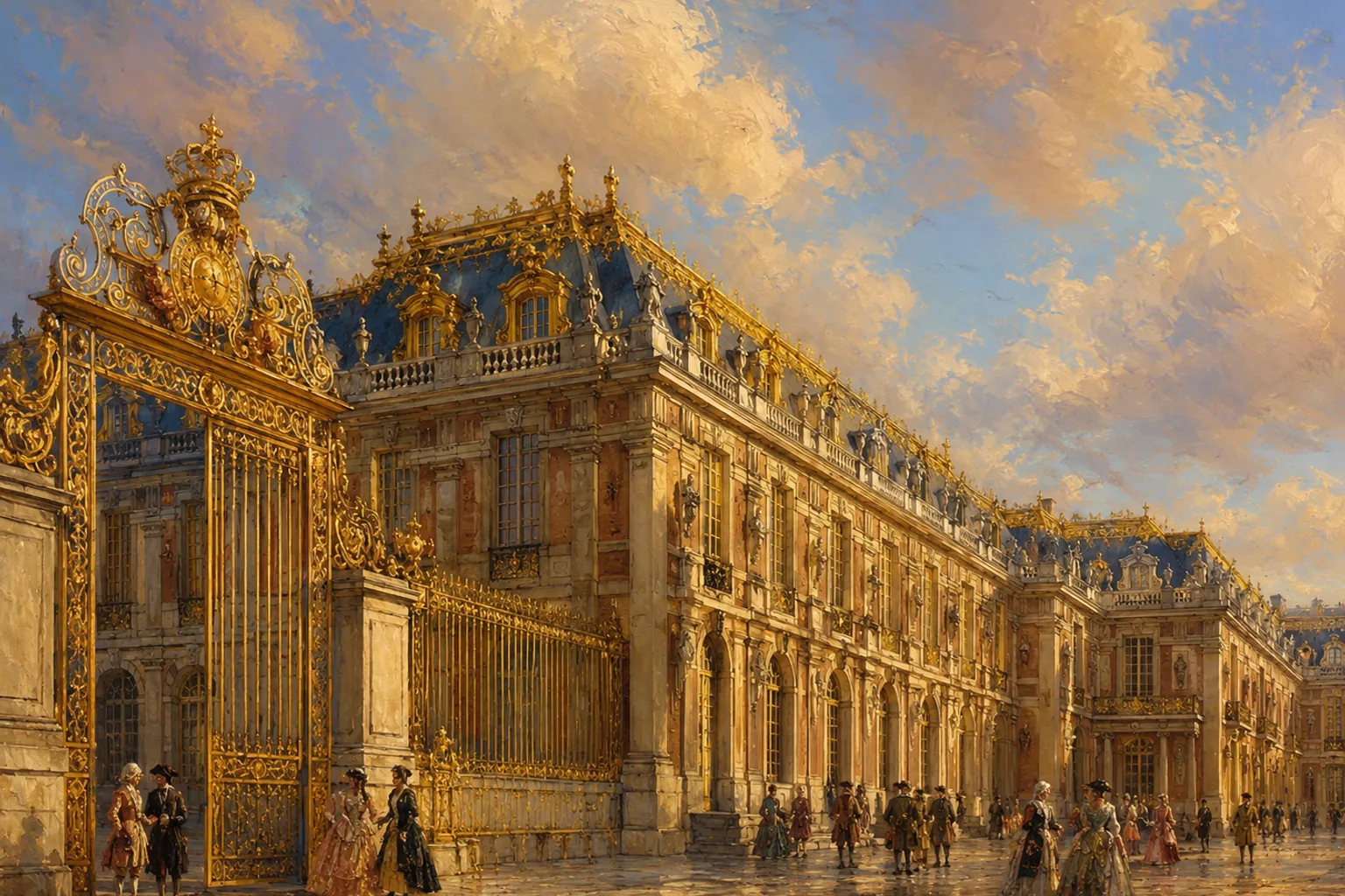 The golden gates of the Palace of Versailles